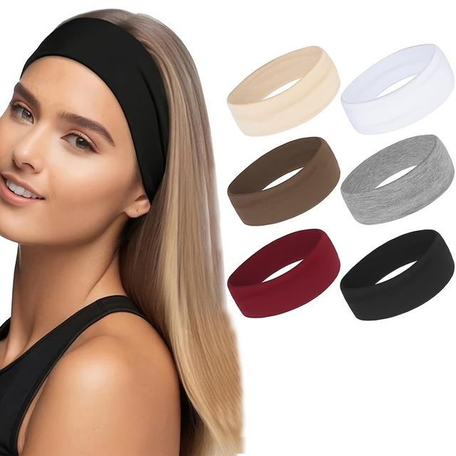 TEMU Women's Non-slip Headbands - A Set Of 6 Stylish Sports Hairbands, Made Of Material, Perfect For Yoga And Running Workouts