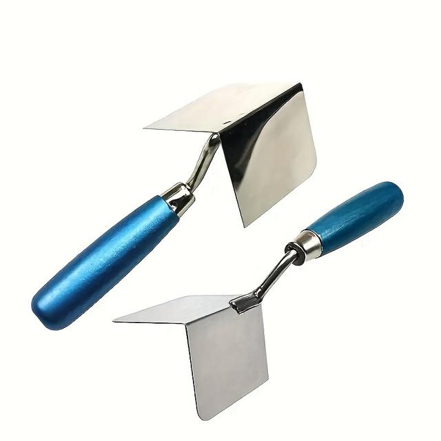 TEMU 2pcs Stainless Steel Yin/yang Corner Smoothing Tool, Putty Scraper For Painters, Interior Wall Yin Corner/exterior Wall Yang Corner Plastering Knife, Diatomite Primer Finishing Knife