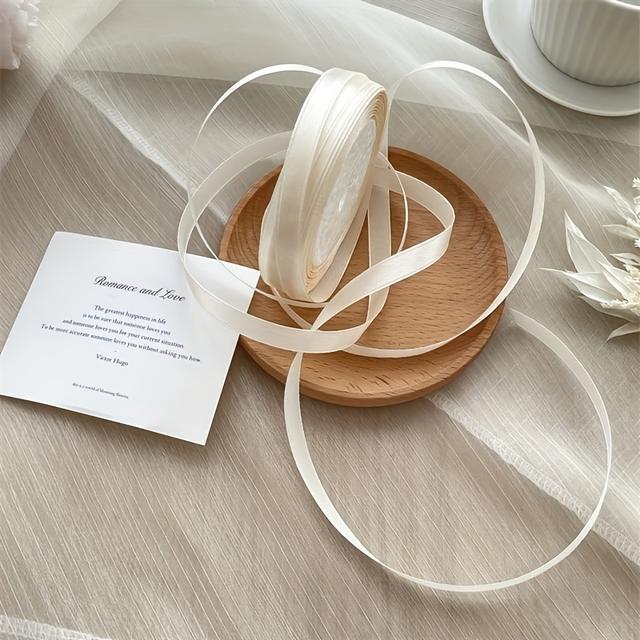 TEMU A Roll Of 22 Meters Of Cream Yellow Satin Ribbon For Gift Wrapping, High-quality Cord For Hair Braiding