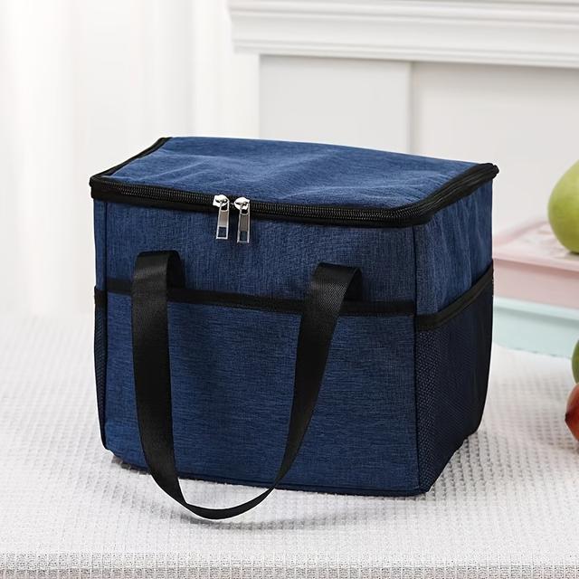TEMU 1pc New Portable Oxford Cloth Large Capacity Lunch Bag, Insulation Cooler Bag, Thick Portable Insulation Bag, Travel Going Out Picnic Food Fruit Packing Handbag