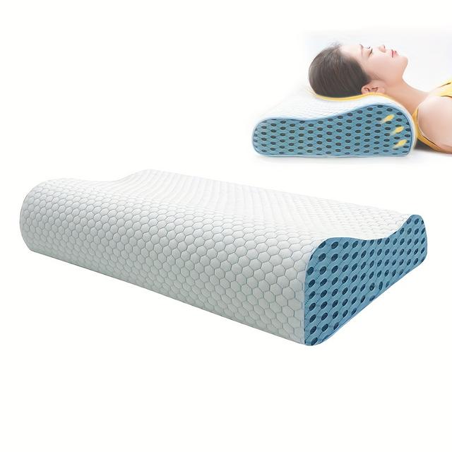 TEMU Neck Care Memory Pillow With , Dual Height For Different Sleeping , Honeycomb Fabric For Comfortable Micro-environment, Slow-rebound Technology – Healthy Sleep