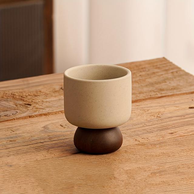 TEMU 1pc, High-stem Round Cup/, Small Cup, French Vintage Cup, Teacup/water Cup, Suitable For Office And Home Use
