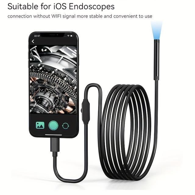 TEMU Suitable For Industrial Borescope 5.5mm/0.21 Inch Lens, Equipped With 1.3 Million/2 Million Pixel Hardwire Bent Micro Camera Ip67 Rating, Cable Length Up To 196.85 Inch