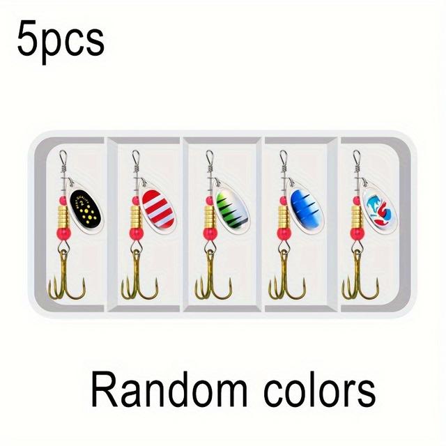 TEMU 5pcs Fishing Lure Spinnerbait For Bass Trout, Colorful Hard Metal Baits Fishing Lure Kit Set, For Freshwater Saltwater Fishing Lure, With Tackle Boxes