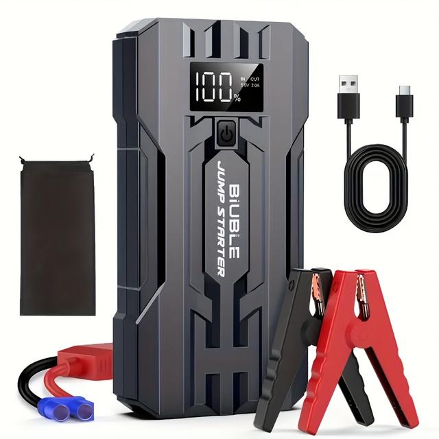 TEMU Biuble Car Jump Starter 6000a 25000mah (up To 8l Gasoline Or 6.5l Engine, 40 Times) 12v Auto Booster Battery Charger Jumper Box With Display