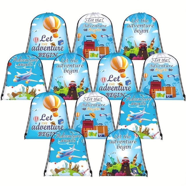 TEMU Gift For Her/him Cheercurve 12pcs Travel Inspired Drawstring Gift , Ideal For Gym, Sports Events, And Party Supplies