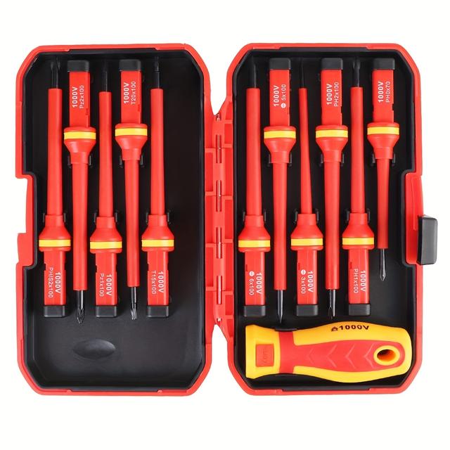 TEMU A Set Of 12 Magnetic Screwdrivers With Detachable Features, Designed With An Ergonomic Handle For Easy Replacement, Ideal For Home Improvement And Repairs