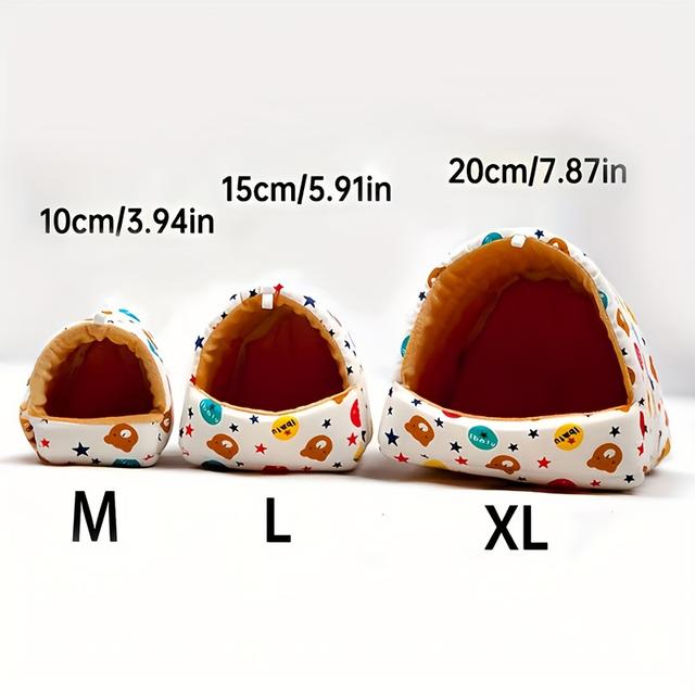 TEMU 1pc Cozy Plush Small Pet Bed - Soft Warm Hamster, Chinchilla, Mouse & Hutch- With Cute Hamster Tunnel Entrance, Durable Stain-resistant Fabric For Birds, Mice, Guinea, Dwarf Hamsters - Nest