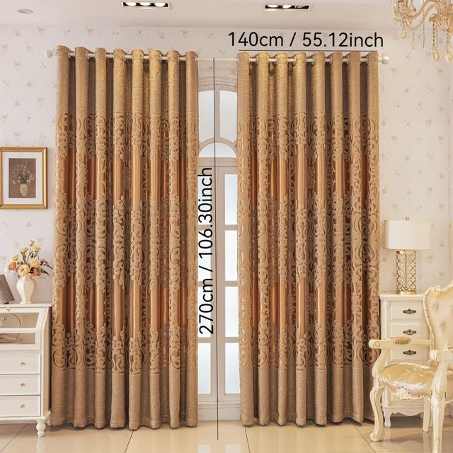 TEMU 2pcs (european-american-french) Double-layer Shading Curtain Is Suitable For Of Punching Holes In Living Room Balcony And Bedroom