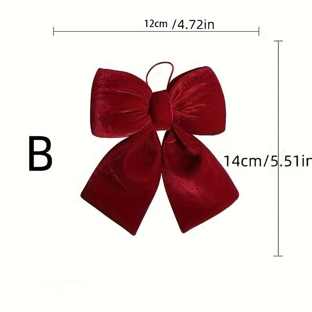 TEMU 레드 벨벳으로 제작된 크리스마스 장식 리본 2가지 사이즈, 홈 데코, 의류 장식 및 다양한 행사에 적합합니다.