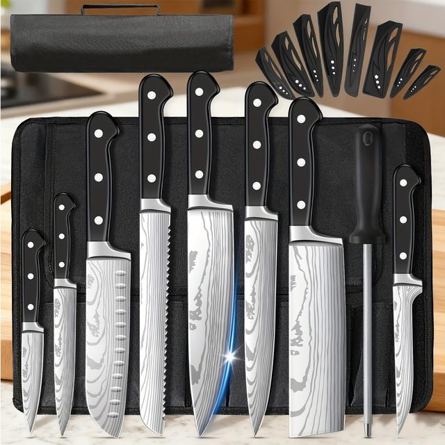 TEMU 8pcs Set With A Black Abs Handle And Nylon Bag