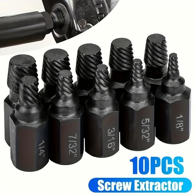TEMU 10pcs Industrial Screw Extractor Set, Professional Socket Set For Quick Removal Of Broken Screws, Bolts, And Nuts