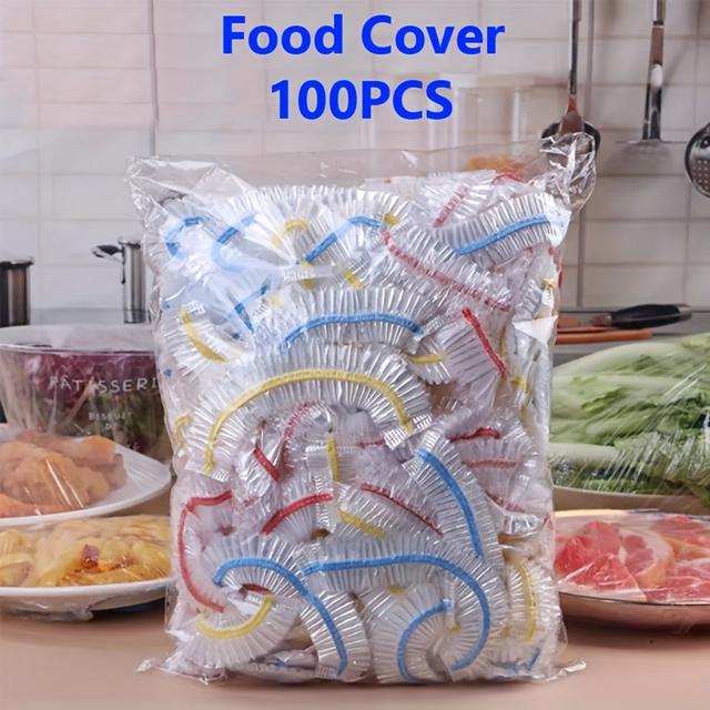 TEMU 100pcs Of Vibrant Disposable Pe Plastic Covers, Elastic Protectors For Bowls And Leftovers To Freshness And Safety In The