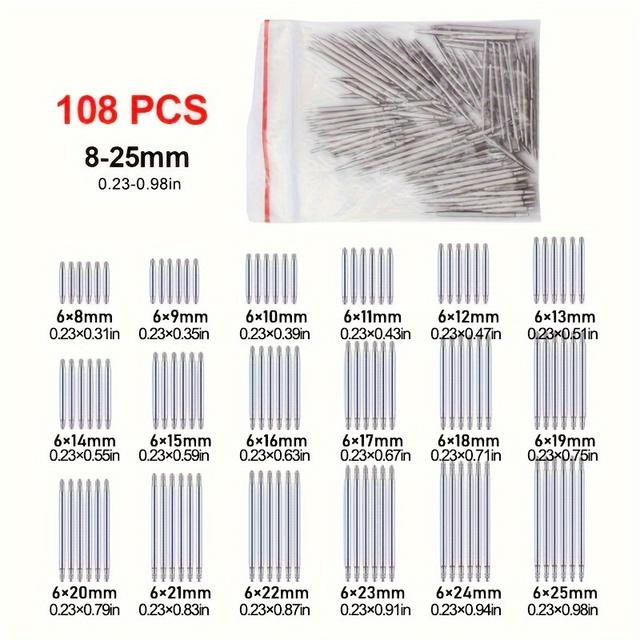 TEMU Professional Watch Band Repair Kit - 8-25mm Pins & Barrette Set For Watches, Jewelry & Shoes, Watch Band, Strap, Link Pins, Repair Tool Set