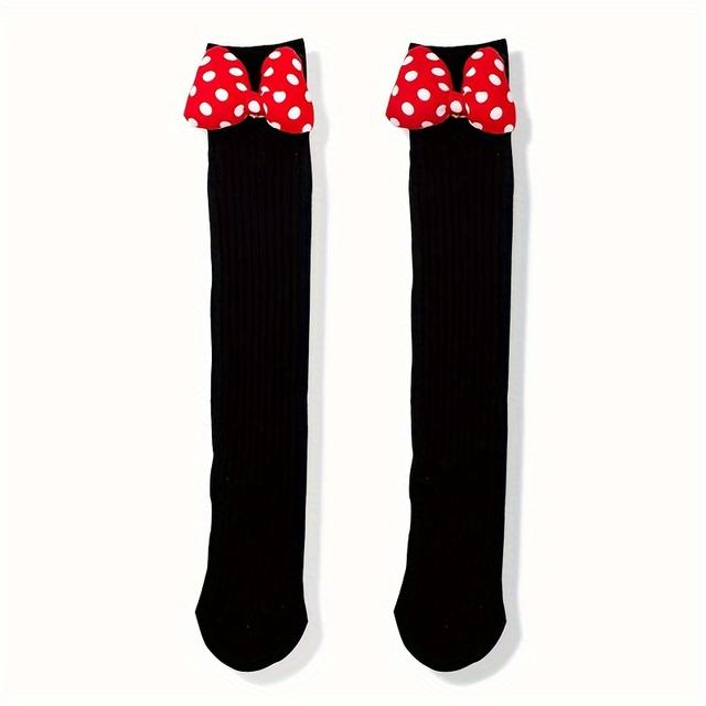 TEMU Пара довгих бавовняних шкарпеток у чорному, та сірому кольорах з бантиками