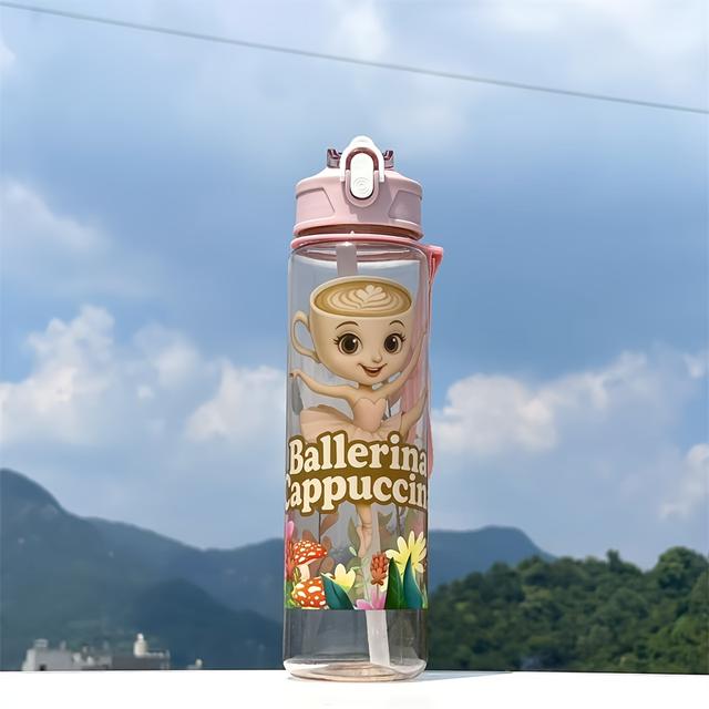 TEMU Large 750ml Water Bottle With Straw & Lid - Leakproof For, Gym, School - Portable Sports Drink Container Suitable For Travel, Camping, Outdoor Activities