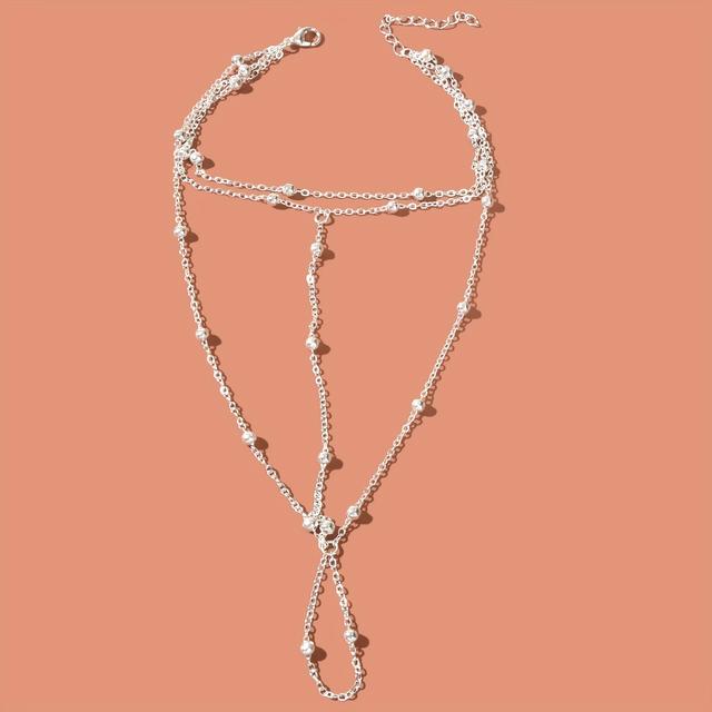 TEMU Golden Silvery Chain Anklet With Toe Ring Barefoot Sandals Anklet Foot Jewellery