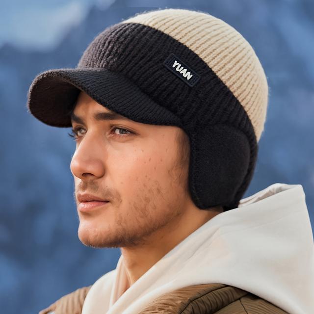 TEMU 1pc Yuan Men's & Women's Thermal Winter Baseball - Dual--, Adjustable 22-24 Inch, Windproof Cold Weather Hat For Outdoor Activities & Daily Use, Winter Hat, Cold Weather Gear, Ear Coverage Design
