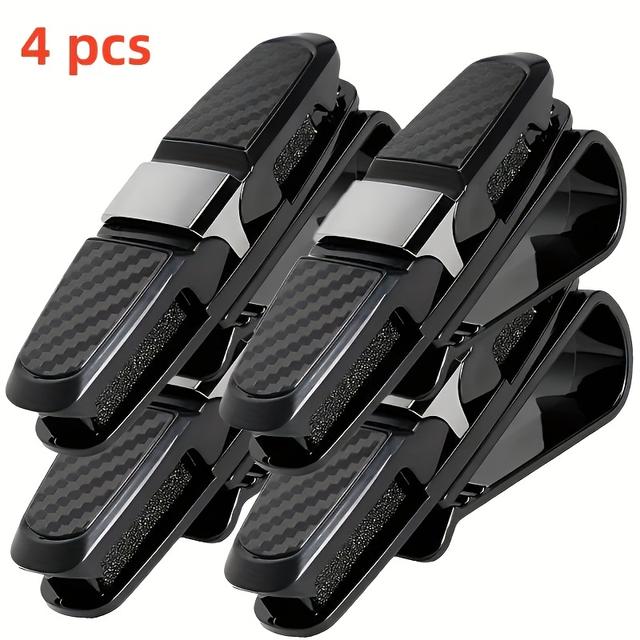 TEMU 4pcs Of Car Sun Visor Glasses Clips, Portable Eyewear Holders, Universal Car Sun Visor Ticket Holders, Made Of Pvc Material, Suitable For Vehicle Models