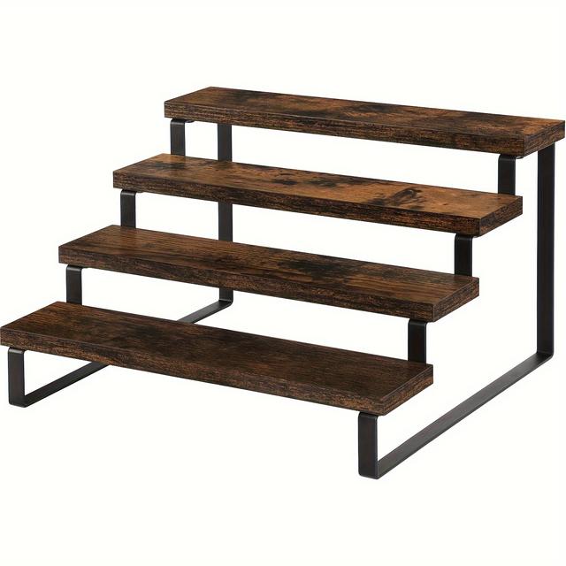 TEMU 2/3/4-laags Keukenbladrek Kruidenrek, Houten Rek, Gelaagd Aanrecht Displayrek voor Cosmetica, Parfums, Specerijen, Figuurverzameling