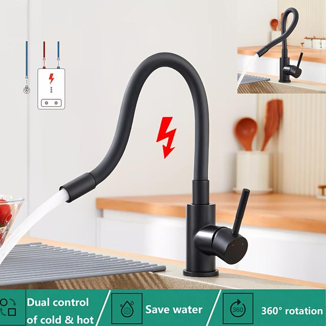 TEMU Robinet de cuisine flexible à arc 360°, mitigeur pour évier de cuisine