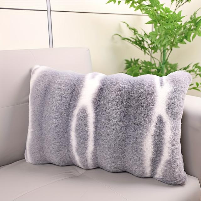 TEMU Coussin Décoratif en Peluche avec Fermeture Éclair, Motif à Rayures , Tissu Acrylique, Coussin Polyvalent pour Chambre ou Salon, Lavable en Machine, Rempli de Fibre de Polyester