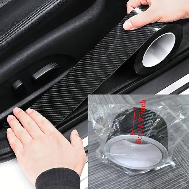 TEMU 1 Roll 10m/393.7inch Fiber 3d Tape Sticker Door Mirror Paste Protector Strip Diy Protection Protective Film Waterproof Adhesive