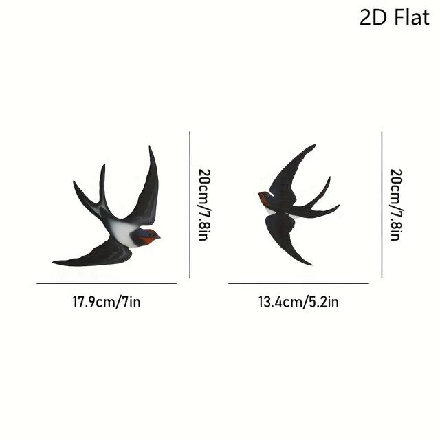 TEMU 2d Flat, 2pcs 2d Flat Metal Swallow Bird Wall Decor For Living Room, Office Entrance Indoor Outdoor Farmhouse Gift Housewarming Present Halloween/christmas New Year Ornament, 2d Flat, Room Decor