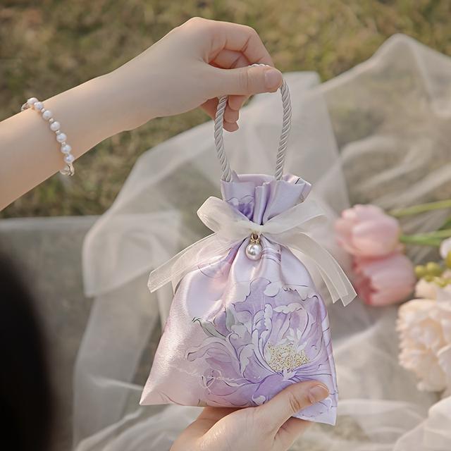 TEMU Elegante Bolsa con Cordón y Detalles de Perlas y Cierre de - Perfecta Bodas, y Manualidades