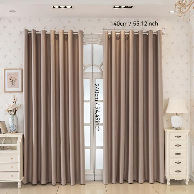 TEMU 2pcs Of Cream-colored Blackout Curtains Suitable For Living Rooms, Bedrooms, Dining Rooms, And Home Offices