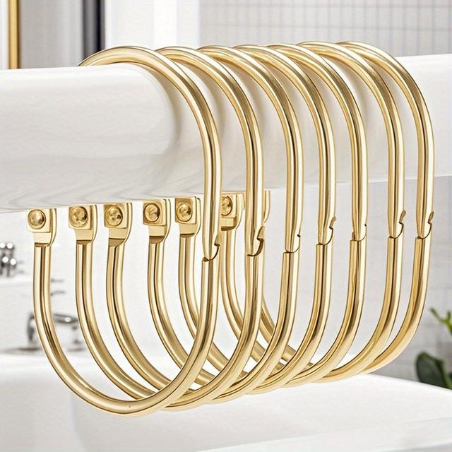 TEMU Shower Curtain Rings, 13pcs Of Shower Curtain Hooks, Oval Snap Shower Curtain Rings, Rust-resistant Shower Curtain Rings