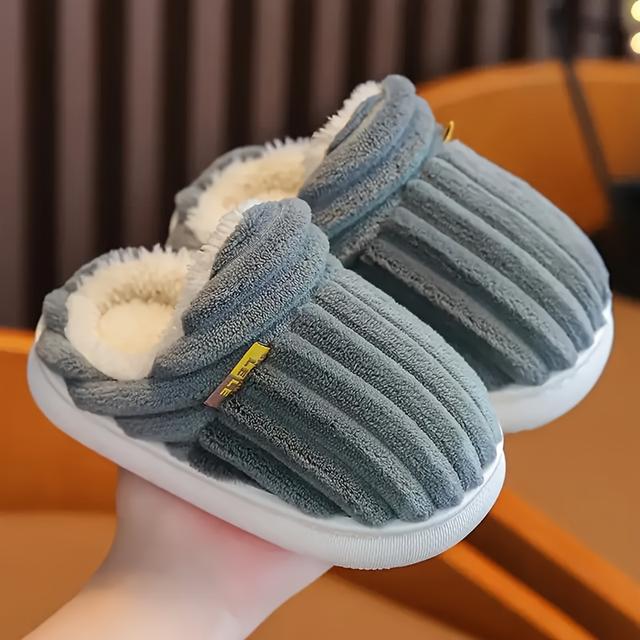 TEMU Jungen & Mädchen Winter Warme Slip-On Hausschuhe mit Streifen-Design & Sohle - Leicht Atmungsaktiv für Kinder, Einfach An-/Ausziehen, Weicher Stoff (Ohne) - Baby & Schuhe für Kalte Böden