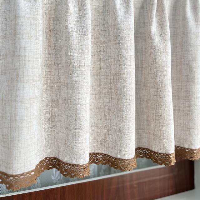 TEMU Cortinas cortas sólidas de un solo panel, semitransparente para cocina, y ventanas pequeñas, filtrado de luz - Bolsillo para barra - Fácil de instalar