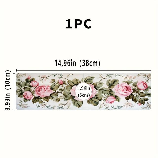 TEMU 1pc Retro Pink Rose Pattern Tableware Drying Mat, Creative Faucet Mat, Mud Faucet Suction Cup, Durable Polyester Material, Suitable For Kitchen And , Holiday Decoration, Used As A Gift