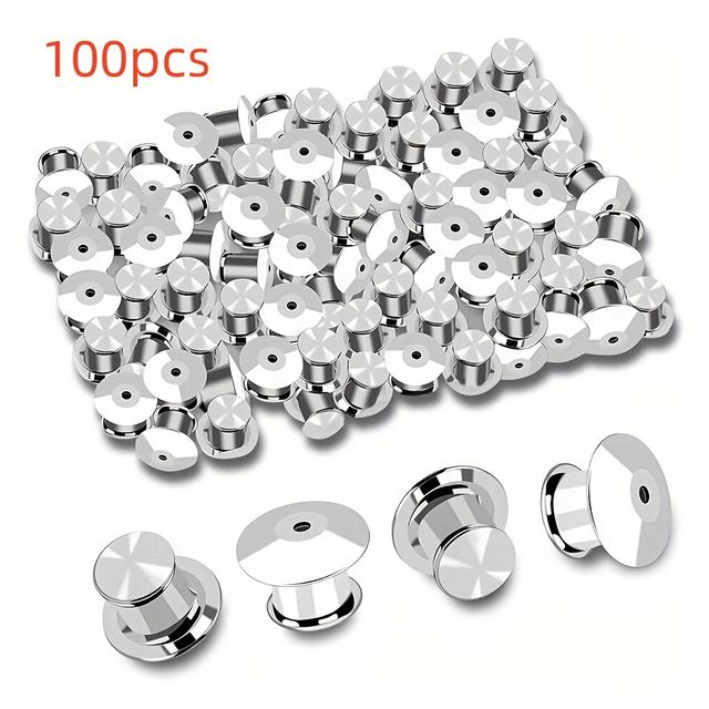 TEMU 10//50/100pcs Locking Pin Back Locking Clasp, Metal Pin Back Locking