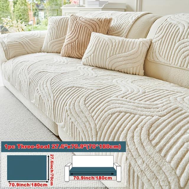 TEMU 1pc Of Plush Sofa Cover, Pet-friendly, Non-slip, Machine Washable Cover, Suitable For Single Chairs, Double Sofas, Three-seater Sofas, And Sectional Sofa Covers