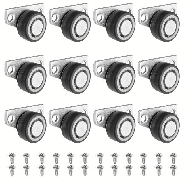 TEMU 12 Peças de Rodízios de Montagem Lateral, Rodas de Perfil Baixo, Mini Rodízios para Móveis, de Gavetas, Contêineres e Organizadores DIY, Bandejas, Projeto DIY