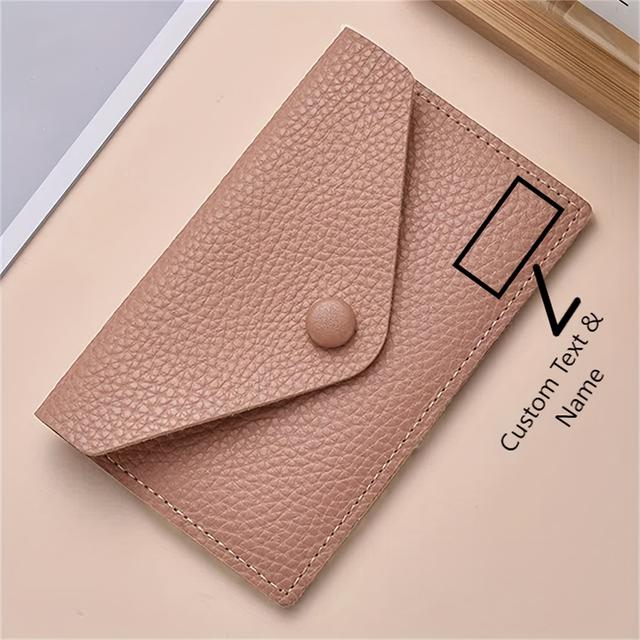 TEMU Women&;-thin Mini Wallet With Custom Lettering & Snap Closure - Ized Name/initials Card Holder, Compact Id Badge Wallet, High-end Simple Envelope Card Case For Or - Durable & Easy