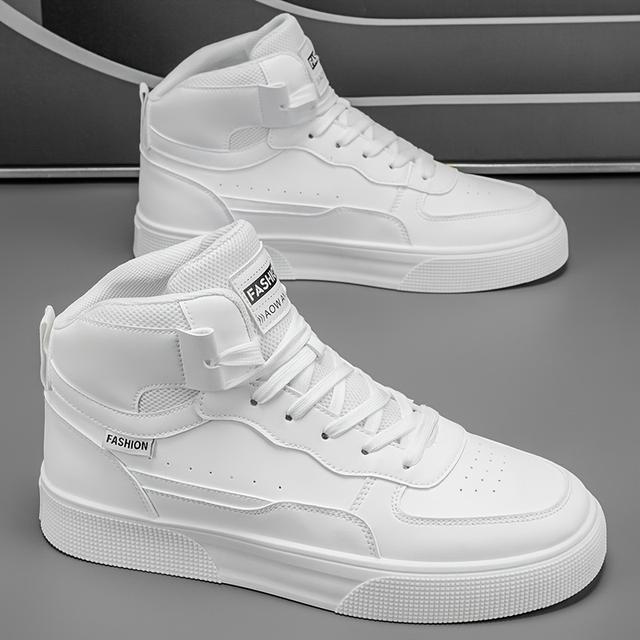 TEMU Zapatillas deportivas casuales de caña alta para hombre | Cómodas, modernas, con suela gruesa para correr al aire libre y patinaje, parte superior de , interior y plantilla de tela, suela de PVC