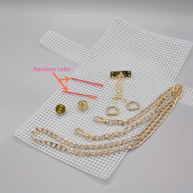 TEMU ชุดอุปกรณ์เสริมท่อพลาสติก 6 ชิ้น/เซ็ต อุปกรณ์ช่วยถัก DIY สำหรับกระเป๋า, งานฝีมือ, ตาข่ายสีขาวสำหรับกระเป๋าพลาสติก, การเย็บปักถักร้อย, , งานครอสเชต์, ผ้าเย็บผ้า, อุปกรณ์เย็บผ้า, DIY, ชุดงานฝีมือ