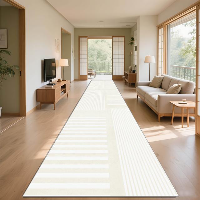 TEMU Sea Freight [] 1pc, Fashionable, Easy And Rectangular Carpet, Modern Striped Feature Carpet, Machine Washable Long Carpet, Suitable For Study, Room, Indoor