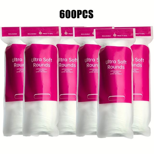 TEMU 300/600pcs Disposable Round Makeup Remover Pads, Ultra Soft Cleansing Wipes For Removal And Nail Polish Removal, 6*6cm