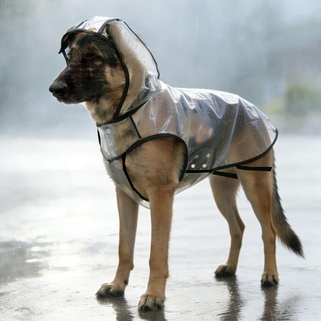 TEMU 신형 대형 및 초대형 강아지 비옷, 조절 가능한 목과 가슴 스냅 버튼, 투명 소재, 탄력적인 다리 스트랩으로 안정적인 착용감, 야외용 강아지 비옷, 애완동물 용품