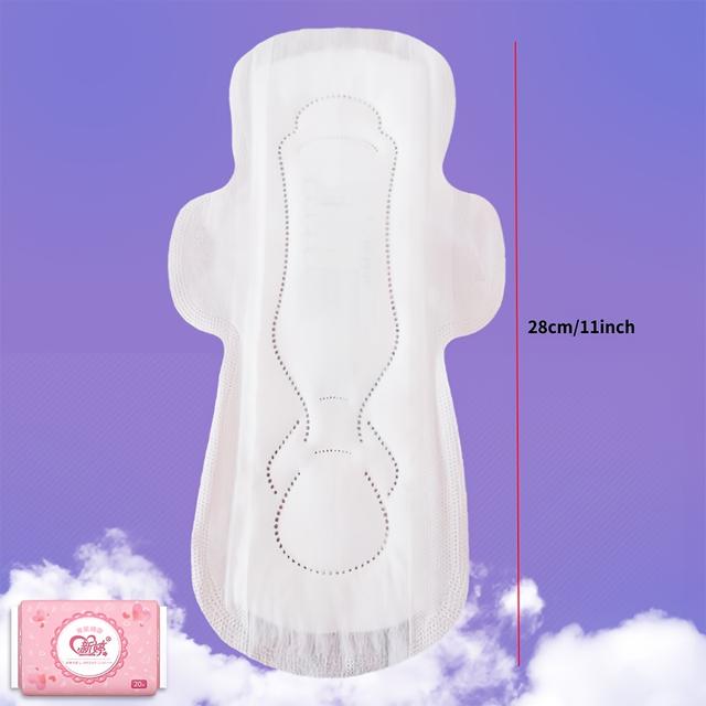 TEMU Noční hygienické vložky, tlusté a měkké, s extra velkou absorpcí a dýchacím materiálem, s velkými křídly pro prevenci úniků během menstruace, balení obsahuje 20 kusů.