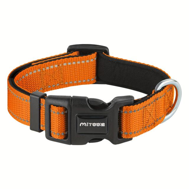TEMU Reflekterande Neopren Hundhalsband med Komfortstoppning - Justerbart, Elastisk Passform för Medelstora till Stora - Idealisk för Träning & Promenader