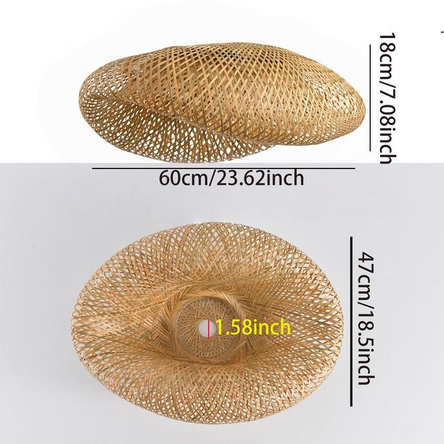 TEMU Abat-jour bohème en bambou et rotin - Design d'abat-jour, L23.62*W17.7 pouces, idéal pour de cuisine, cafés, salons, chambres et à manger dans les couloirs (ajouts non )