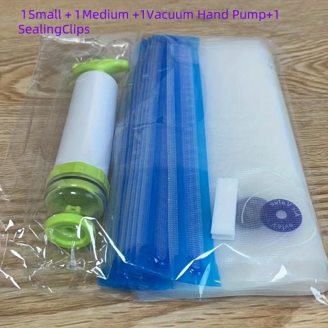 TEMU Premium Vacuum Food Storage Bag System - Airtight, Reusable, Hand-drawn Vacuum With Pump And Sealing Clips For Keeping , Organizing , And Kitchen Supplies