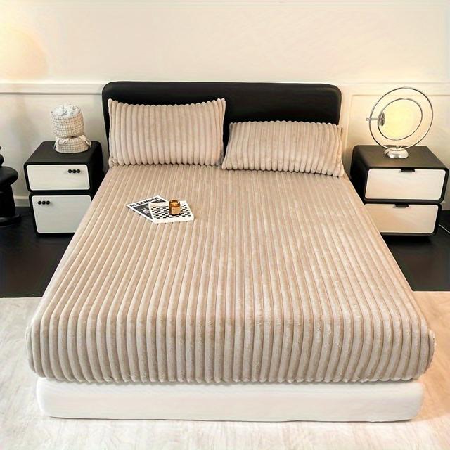 TEMU Nldd Thick Winter Milk Gel Bed Sheet & Fitted Mattress Protector - Heavy-duty 30cm/11.8in Bedskirt, Gel Bedspread For Cold Weather, Compatible With Twin/full/queen/king Beds