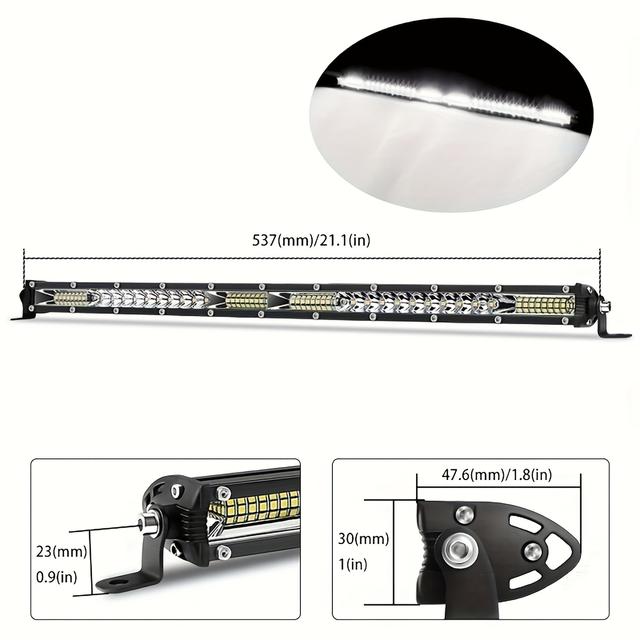 TEMU Barra de LED Slim Monofilamento 10 Polegadas 20 polegadas 30 polegadas 12V 24V Luz para Carro 4x4, Caminhão, ATV, SUV, Barco e Farol
