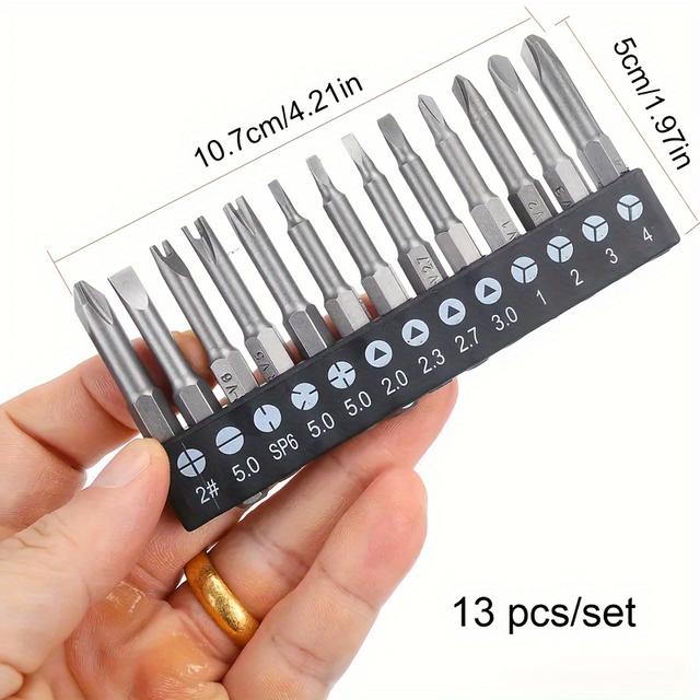 TEMU 13pcs Promaster Magnetic Screwdriver Bit Set, Special-shaped Drill Bits For Hand Drills, Versatile Metal Bits For Diy Projects, Fits 1/ 4" Hex Shank, No Electricity Needed